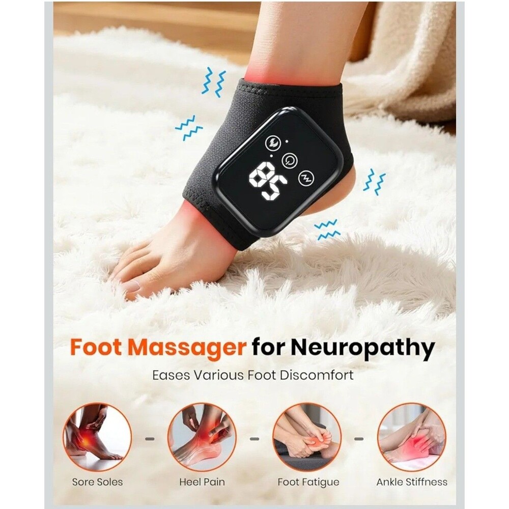 EURMASK Electric Foot Ankle Massager Soothing Heat Gentle Vibration w/Socks - Picture 4 of 6